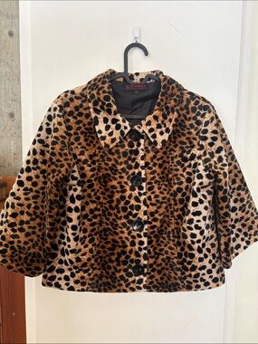 Vintage Inspired Leopard Print Faux Fur Jacket - Brown Black🐆